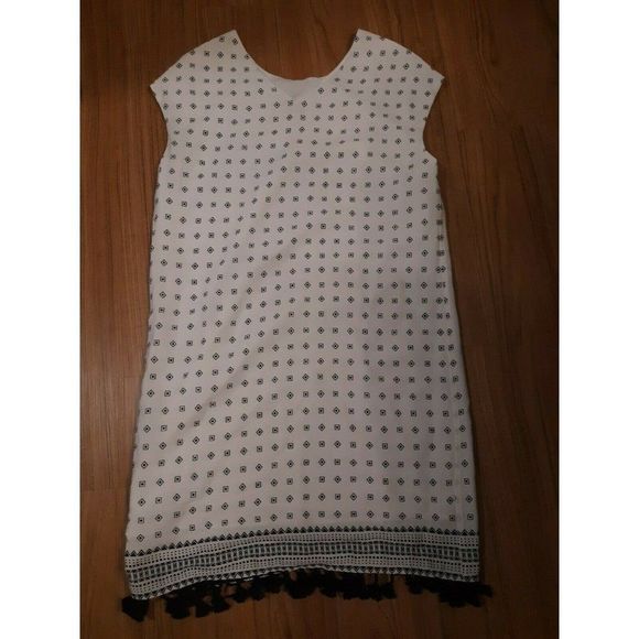 Madewell Dresses & Skirts - Madewell Dress Scatterblock Tassle Bottom White and Black Womens Size Medium